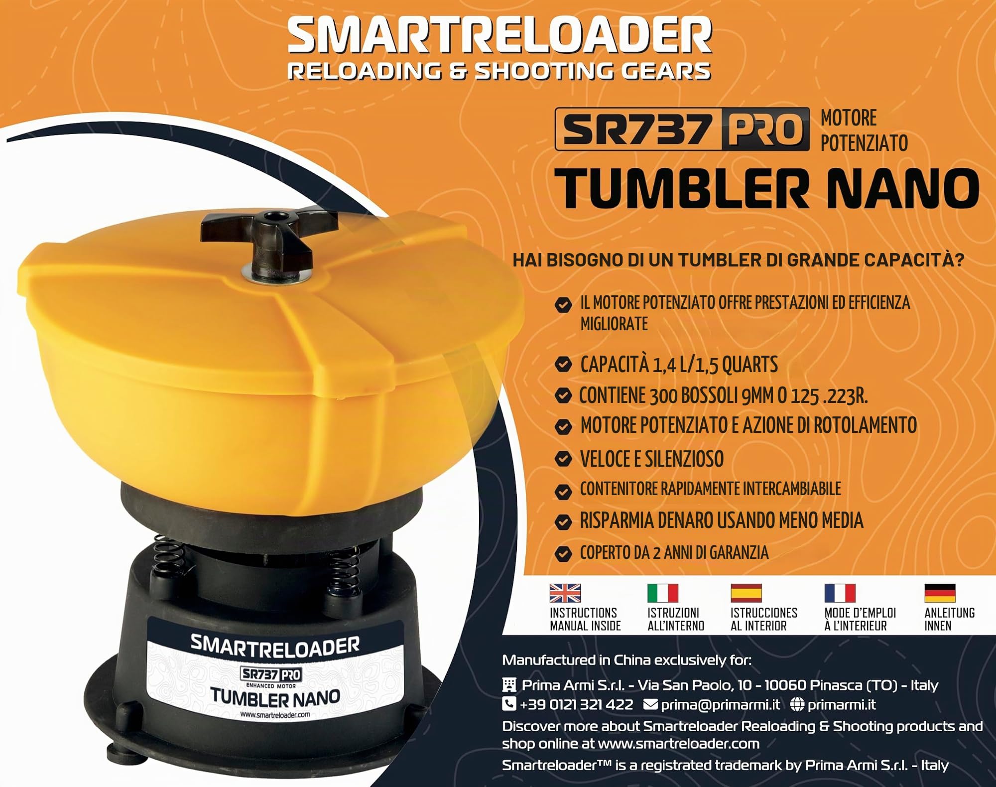 Smartreloader Ricarica SR737 Nano PRO Buratto Bossoli 1,75 L