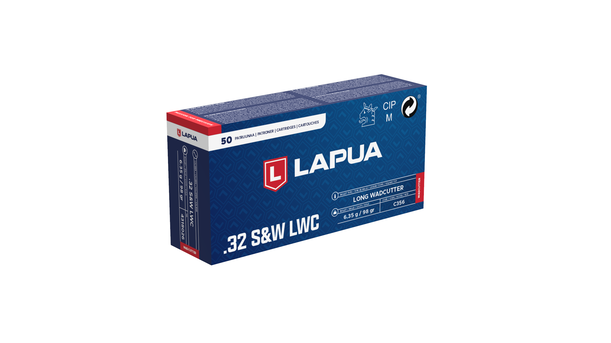Lapua Wadcutter cartucce 32 S&W Long 98 gr pistola