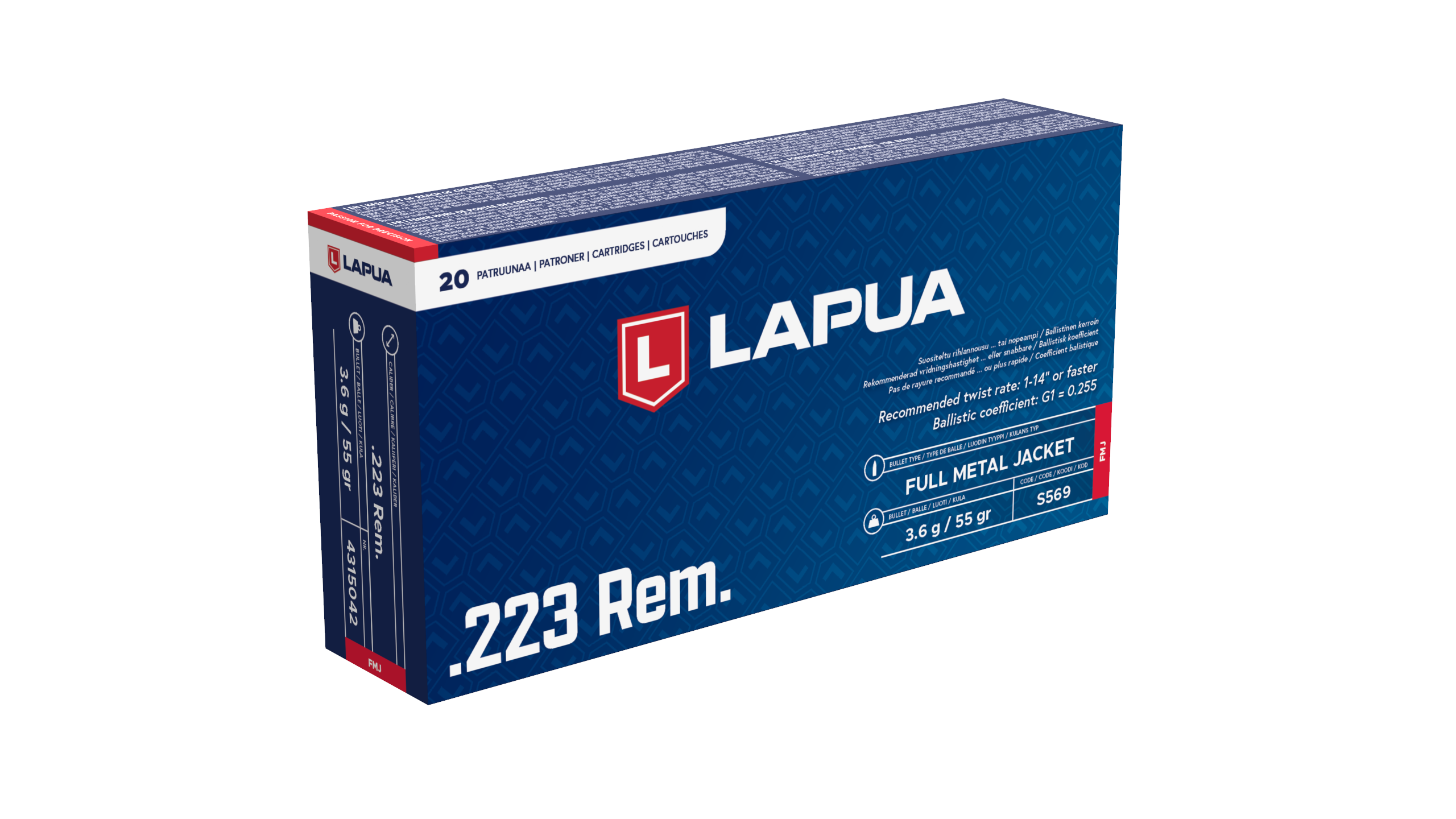 Lapua FMJ 223 Rem cartucce 55 gr tiro sportivo