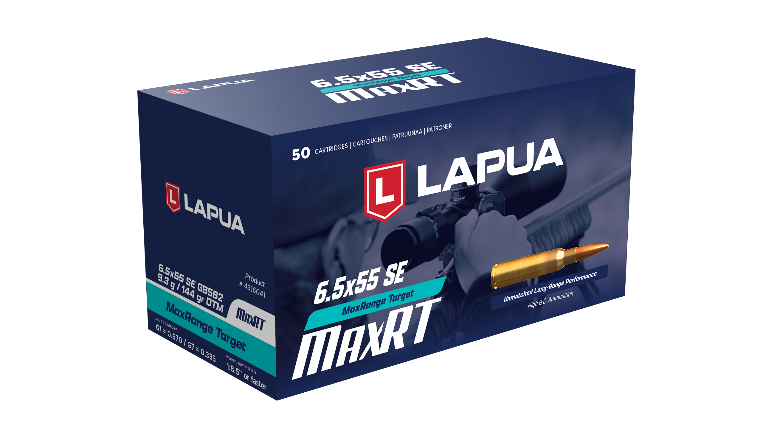 Lapua MaxRT 6.5x55 SE cartucce 144 gr lunga distanza