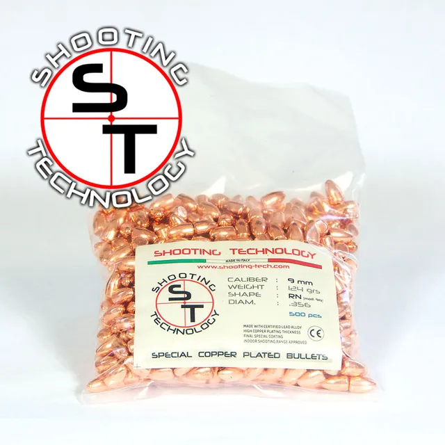 Shooting Technology ST Bullets palle ramate 9 mm RN 124 gr 500 pz