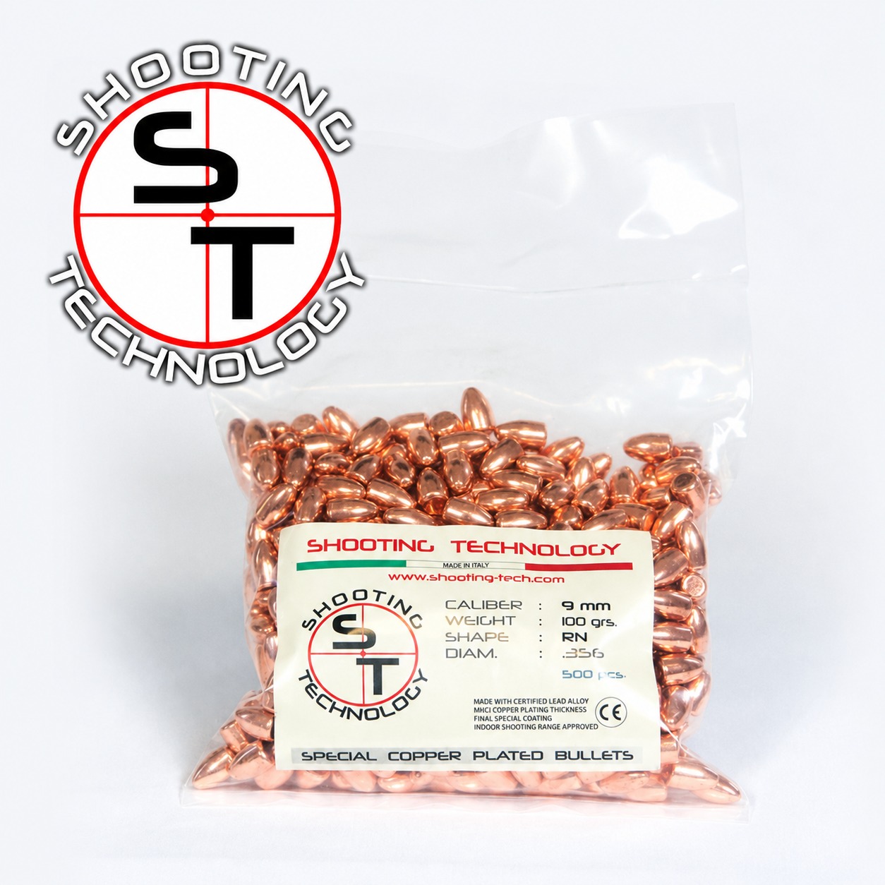 ST Bullets Palle Ramate 9 mm RN 100 gr 500 pz