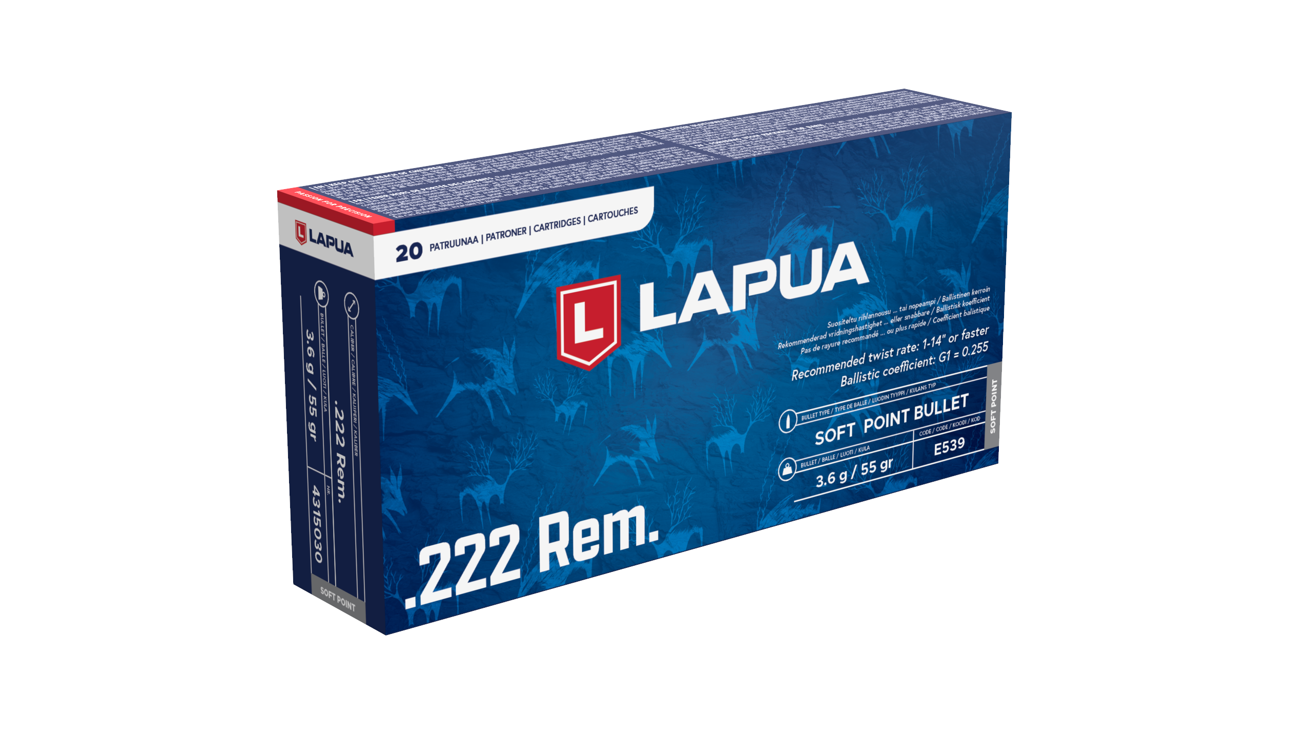 Lapua Soft Point cartucce .222 Rem 55 gr caccia