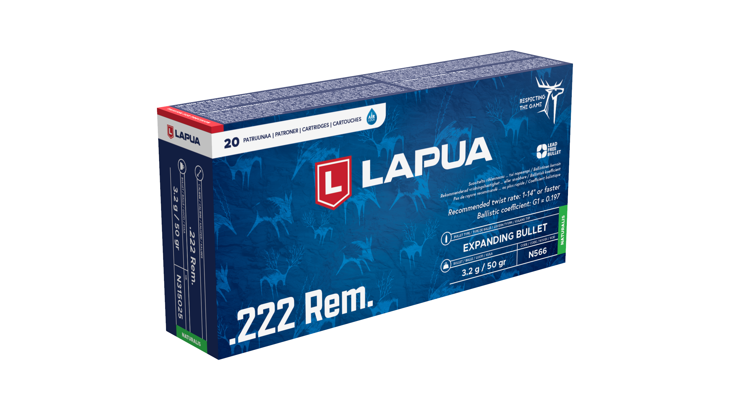 Lapua Naturalis .222 Rem 50 gr munizioni senza piombo